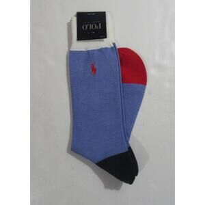 Polo Ralph Lauren Mens Trouser Socks Blue Ivory and Red 1 Single Pair